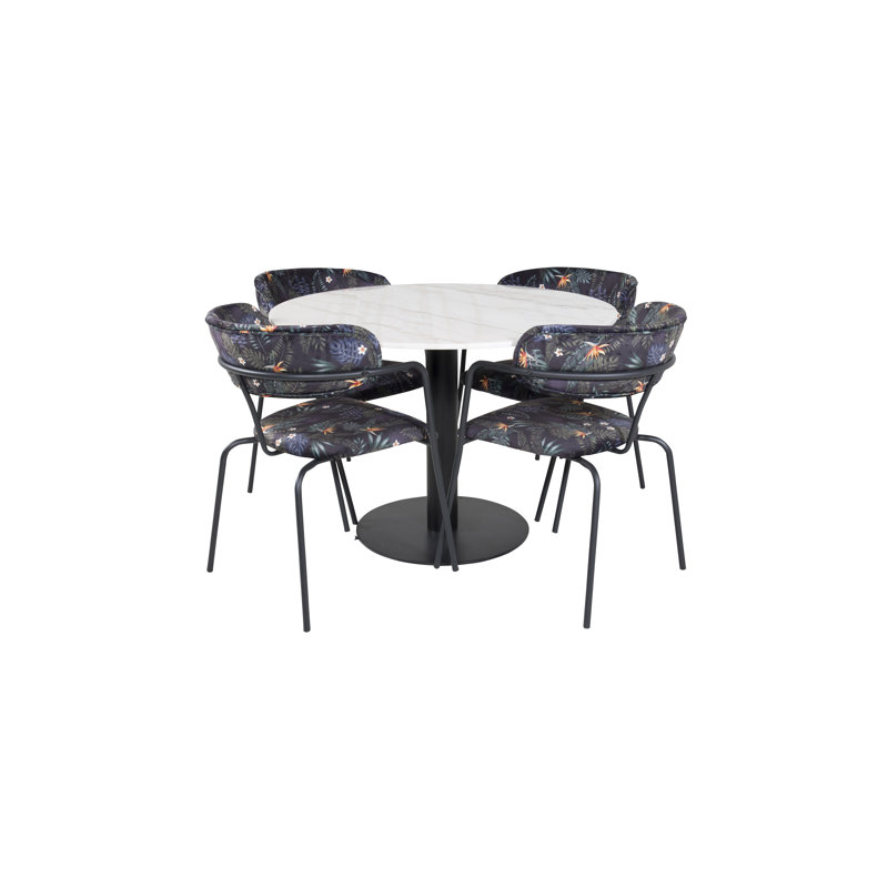 Roth 4 - Person Dining Set, White, Black