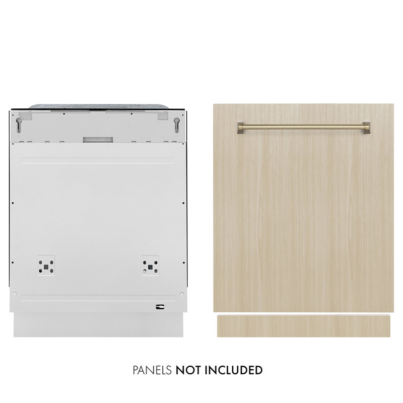 ZLINE Autograph 24 in. 3rd Rack Dishwasher with Auto Door Open, 44dBa, Panel Ready & Bronze Handle, Champagne Bronze