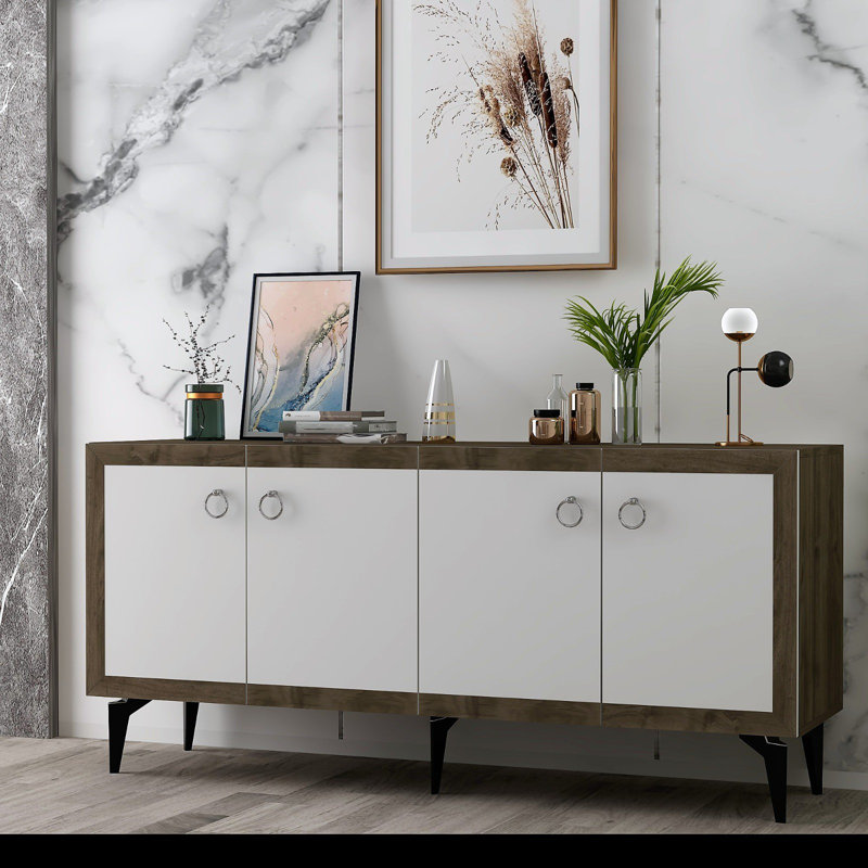 Tylor 150cm Console Table, White/Brown