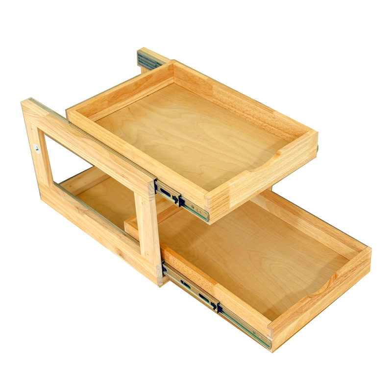 Slide-out Shelf Soft Close Rails Double Layer Organizer No Assembly Required, 14" H x 18" W x 20"D