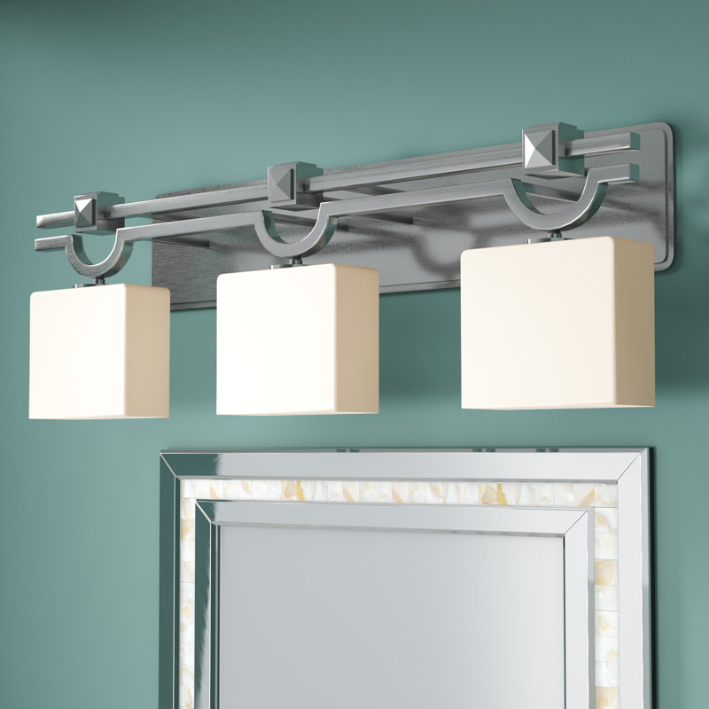 Éclairage pour meuble-lavabo 3 lumières Casson, Nickel brossé, Opale