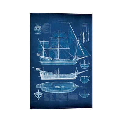 Antique Ship Blueprint I by Vision Studio - Print on Canvas