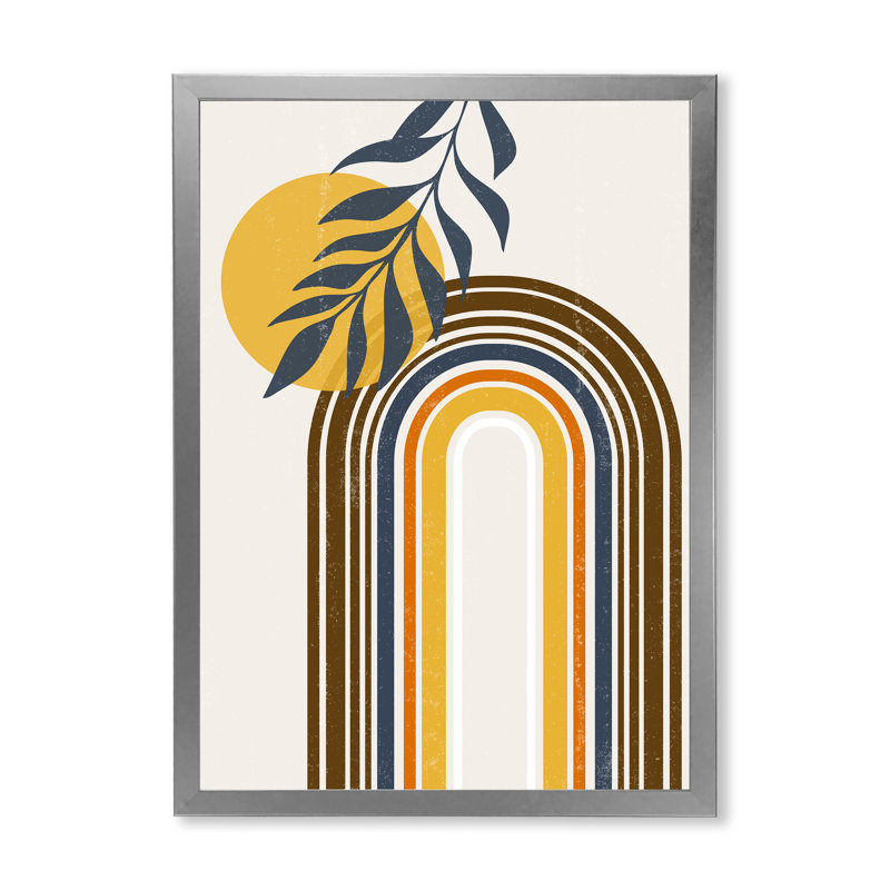 «Abstract Sun Moon Leaves II», impression sur toile, Toile avec cadre argenté, H 40 po x l 30 po x 1,5 po