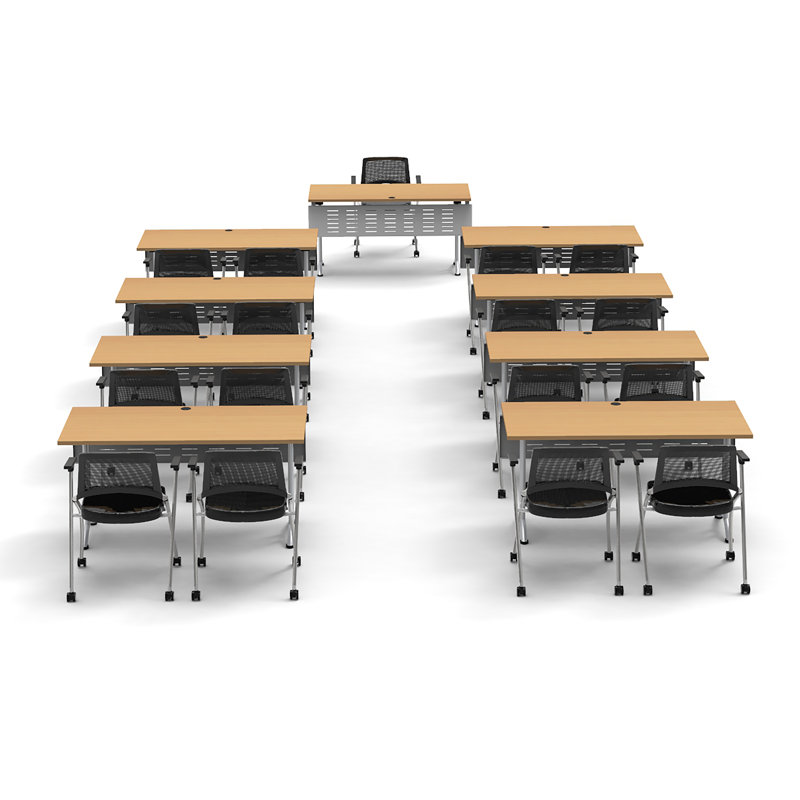 17 Person Training Meeting Seminar Tables with Modesty Panels and 17 Chairs Complete Set