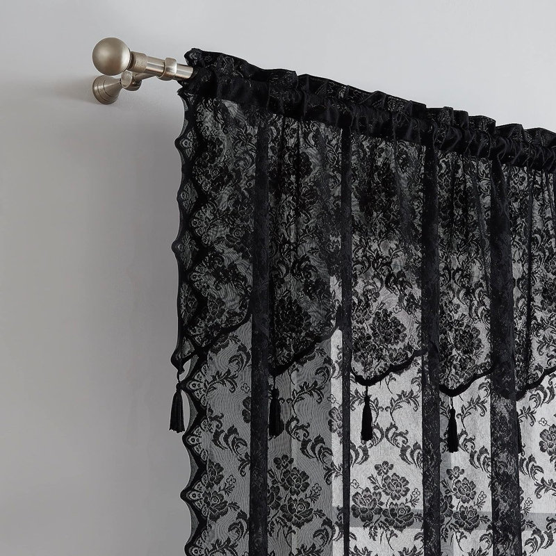 Sidnie Semi Sheer Curtain Pair, 54" W x 63" L, Black