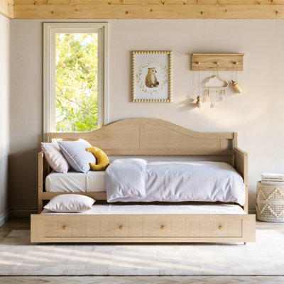 Twin Solid Wood Daybed with Drawer Rolling Trundle