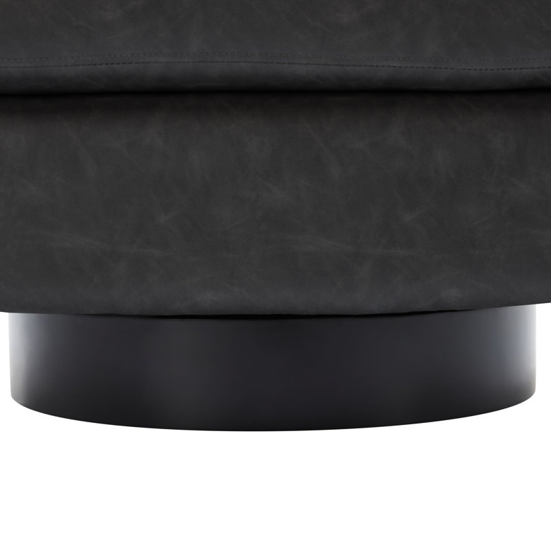 Bennett 73.1 Cm Wide Swivel Barrel Chair, Black Faux Leather