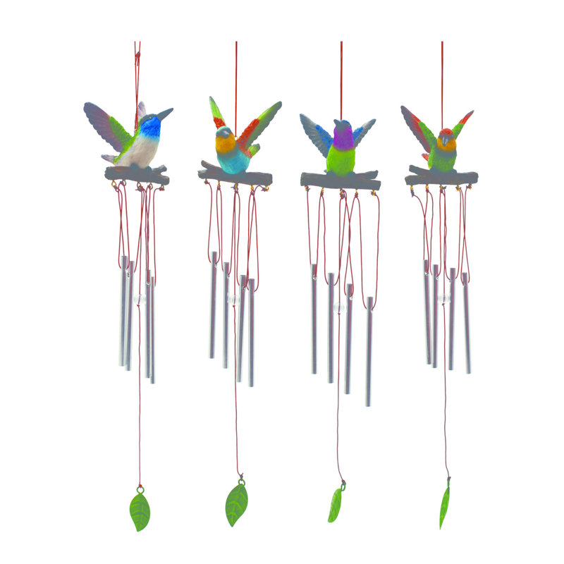  Ensemble de 4 décorations de printemps en résine / métal carillon colibri