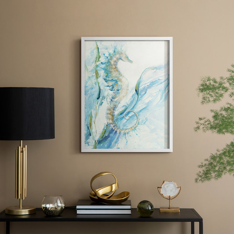 New Seahorse, reproduction encadrée - bois massif, H 11 po x l 9 po, Blanc