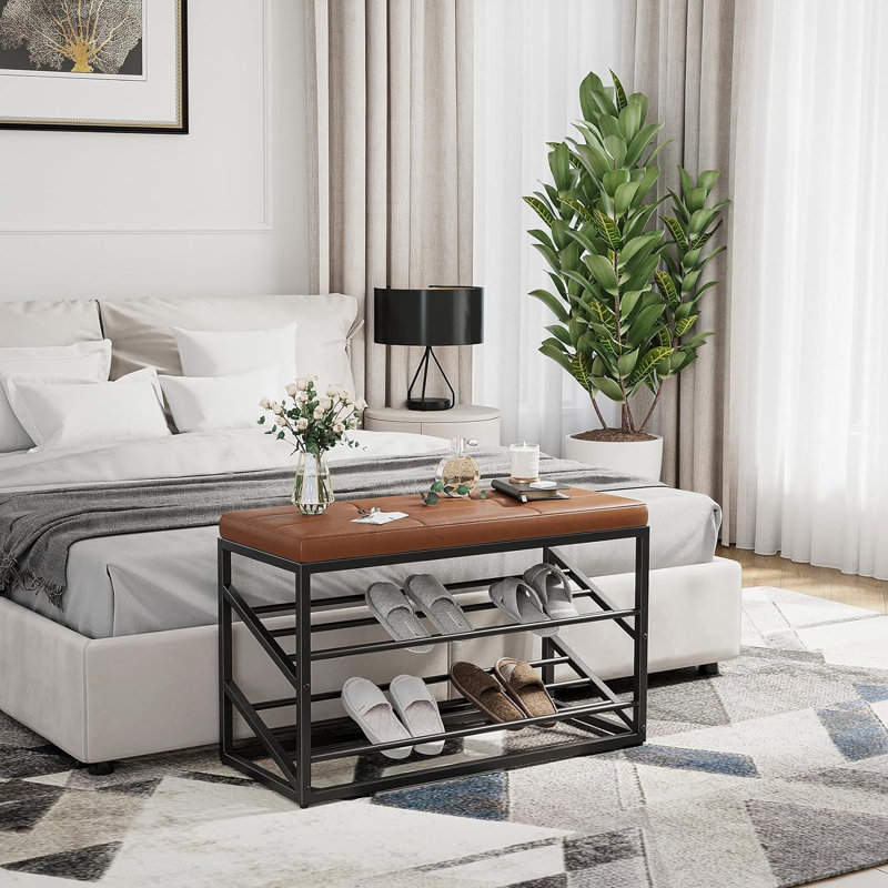 Banc de 41 po avec rangement pour chaussures et porte-chaussures 41 po