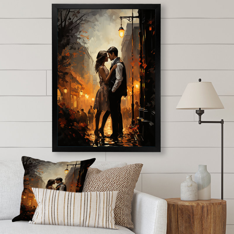 «Lukaz Romantic Couple Landscape Glimpse III», reproduction sur toile, Cadre photo noir, H 20 po x l 12 po x P 1 po