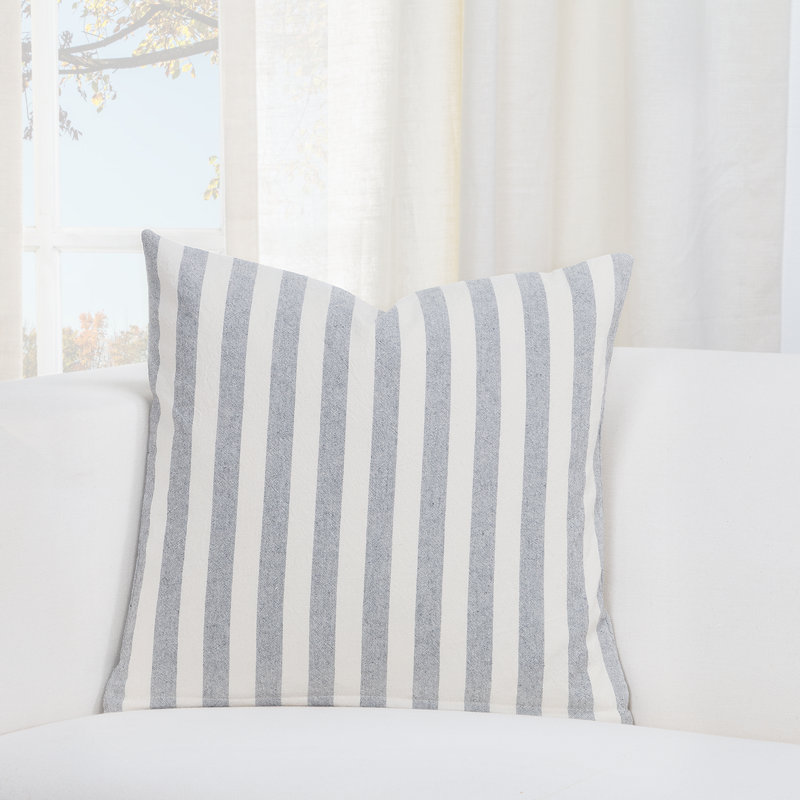 Striped Cotton Blend Throw Pillow, 20" H x 20" W x 6" D, Pewter