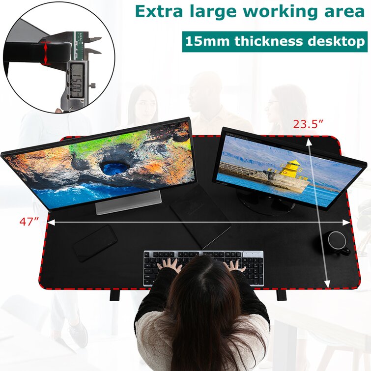 Inbox Zero 47 Gaming Desk, Z-Shape Large Size, With Cable Management  System (Black) Inbox Zero - Yahoo Shopping