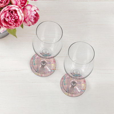 Sous-verres ronds coco rose en cuir végétalien