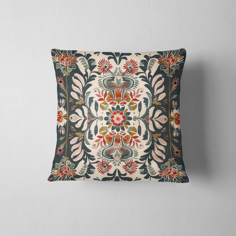 Housse de coussin réversible à motif floral Folk Maximalist, H 20 po x l 20 po