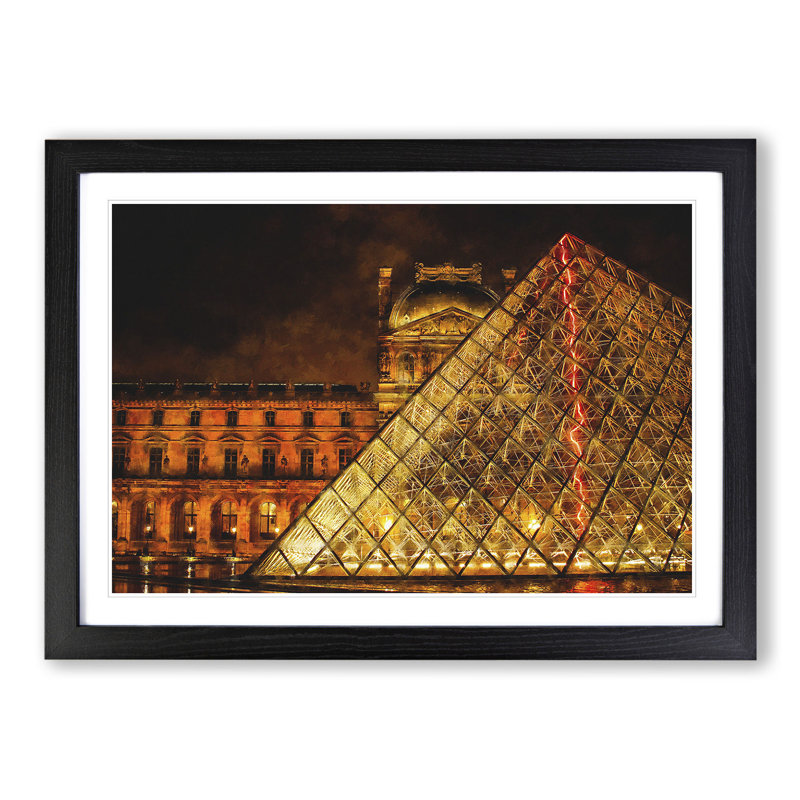 The Louvre in Paris Vol.2 - Picture Frame Graphic Art, 27cm H x 36cm W x 2cm D, Black Framed