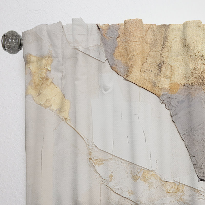 Brookvale Abstract Beige Gold Road Collage I - Modern Curtain - Velvet Room Darkening - 1 panel, 52" W x 63" L