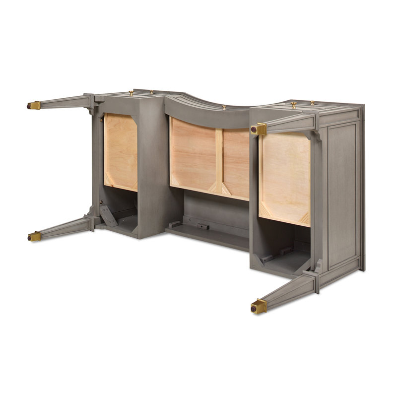 Bureau de direction à 5 tiroirs en bois d'hévéa et placage gris Dauphin