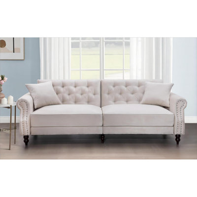 87.8 inchs Convertible Velvet Sofa Bed Sleeper Sofa Futon by Rosdorf Park