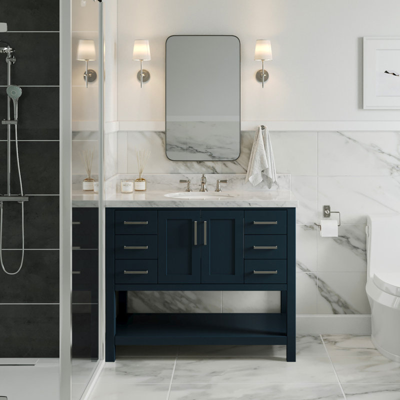Base de meuble-lavabo simple 42 po Pawley seulement, Bleu minuit