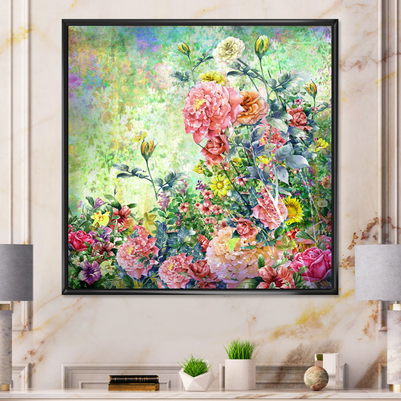 «Modern Modern Pink And Green Summer Garden III», reproduction d'art sur toile, H 16 po x l 16 po x P 1 po