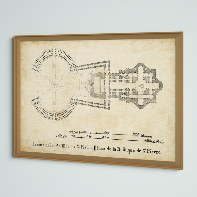 «Plan for St Peter's Basilica», impression sur toile encadrée, Doré, H 30,5 po x l 42,5 po x P 1,5 po