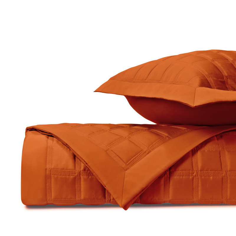 Athens 100% Cotton Sateen Coverlet, Clementine, Queen Coverlet