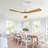 Hot Sales 52 Inch Modern  Ceiling Fan With 3 Color Dimmable 3 Solide Wood Blades Remote Control Reversible Dc Motor With Led Light