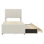Lit plateforme tapissier avec lit gigogne et 3 tiroirs, tissu en lin-571150562