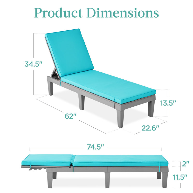 Jimaya Outdoor Chaise Lounge , Cushion Included, Teal