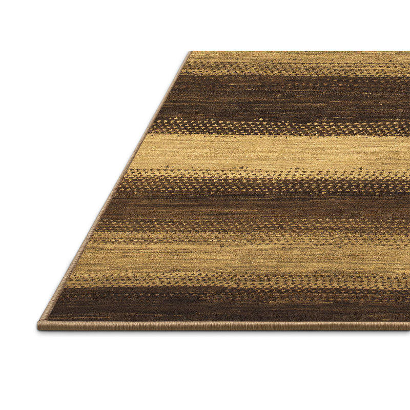 Tapis brun / gris foncé en laine et polyester tissés à la machine Elios, Rectangle 8 pi x 10 pi