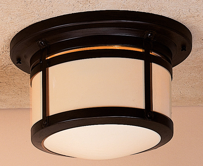 Berkeley 2 - Light Flush Mount, 7.63" H x 12" W, Bronze, Cream