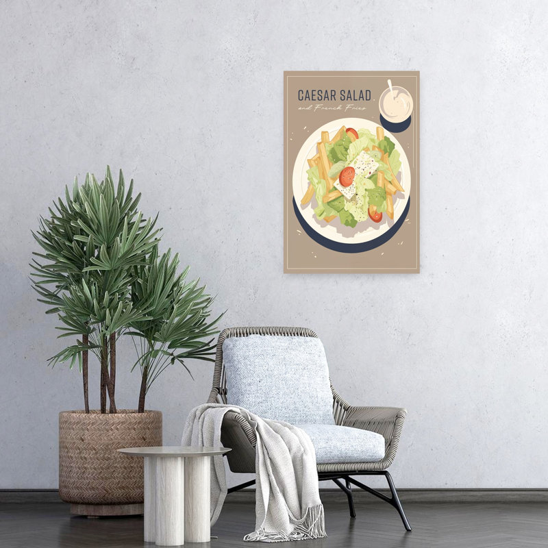 Art mural salade César et frites, H 24 po x l 16 po