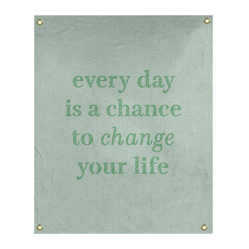 Tapisserie en polyester changer votre citation vie, H 80 po x l 59 po, Vert