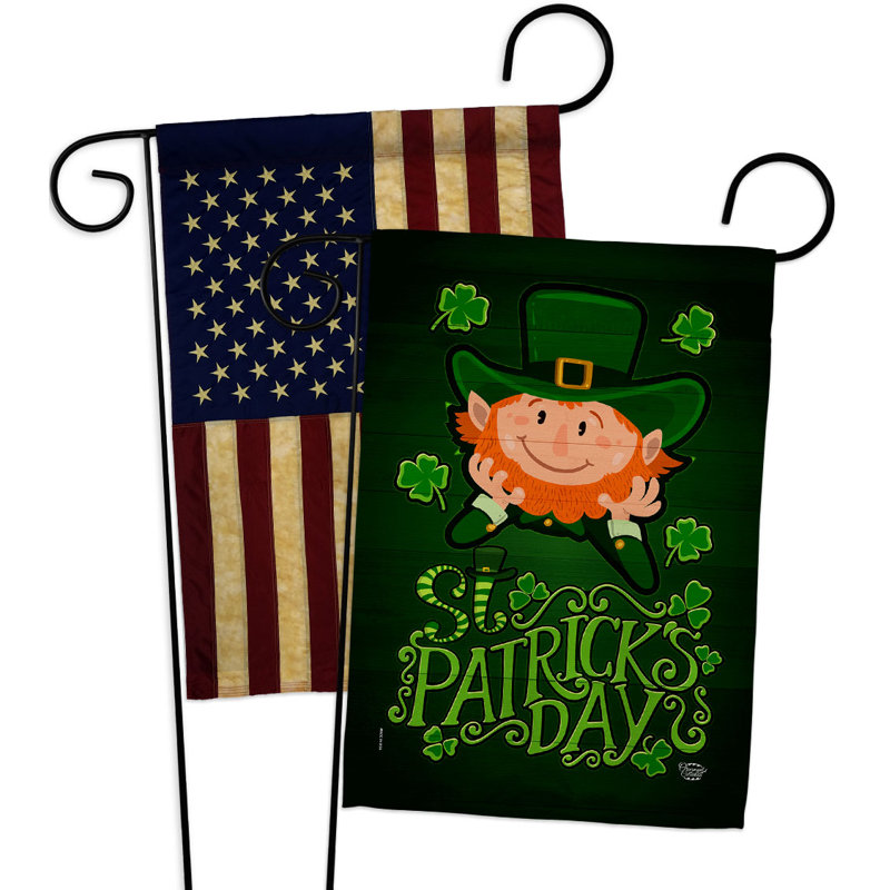 Drapeau de jardin en polyester 1 pi 5 po x 1 pi 1 pi Lucky Leprechaun