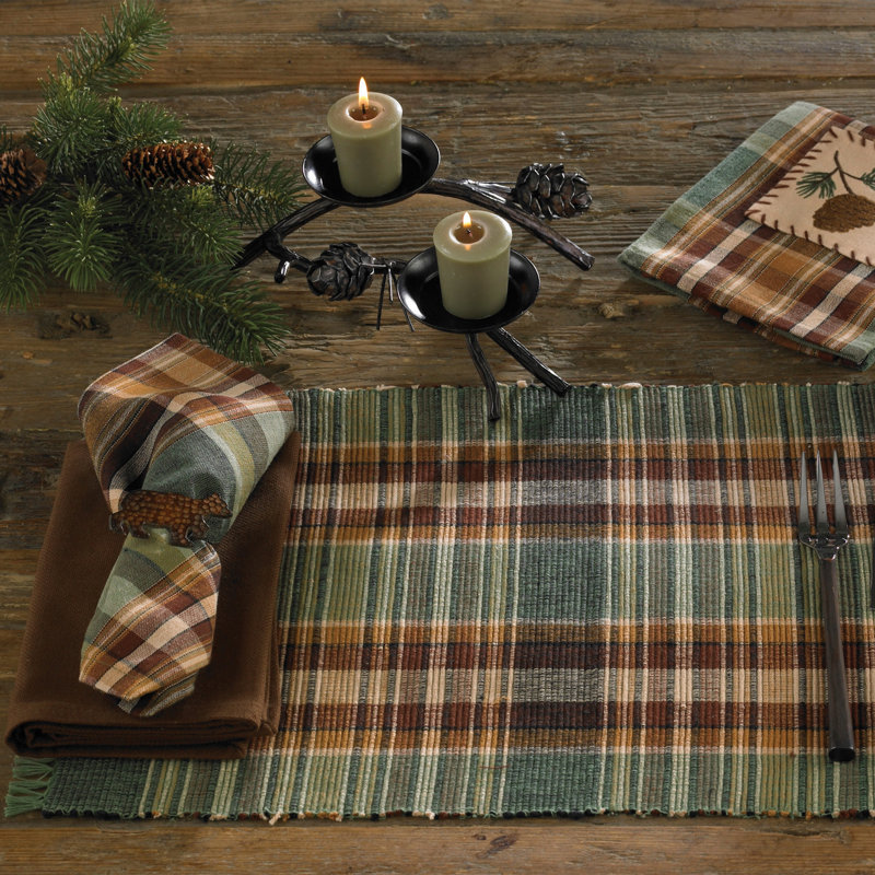  Ensemble de 4 serviettes de table Green Wood River