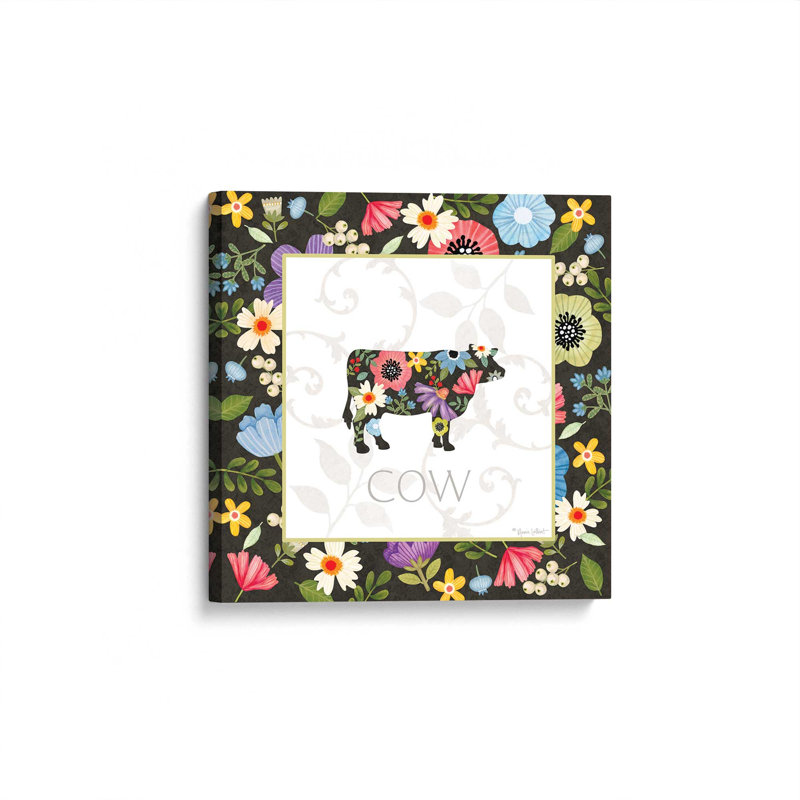 Reproduction de l'œuvre « Spring Farm Cow » d'Annie LaPoint, L 20 po x H 20 po, Ne s’applique pas, Toile non encadrée