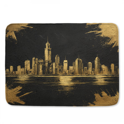 Golden City Skyline Bath Mat