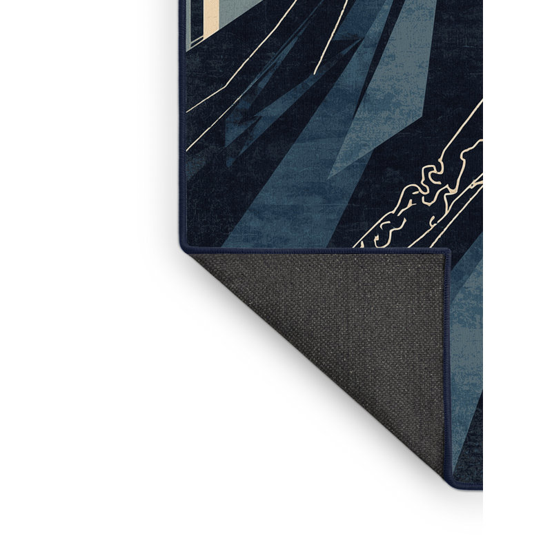 Tapis gris moelleux doux à motif de blocs Barreto Seer Warrior, 3 X 5