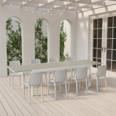 Ensemble de salle à manger d'extérieur extensible en aluminium 9 pièces Schipper