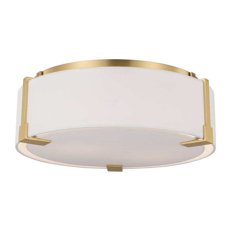2 - Light Flush Mount, Burnished Brass