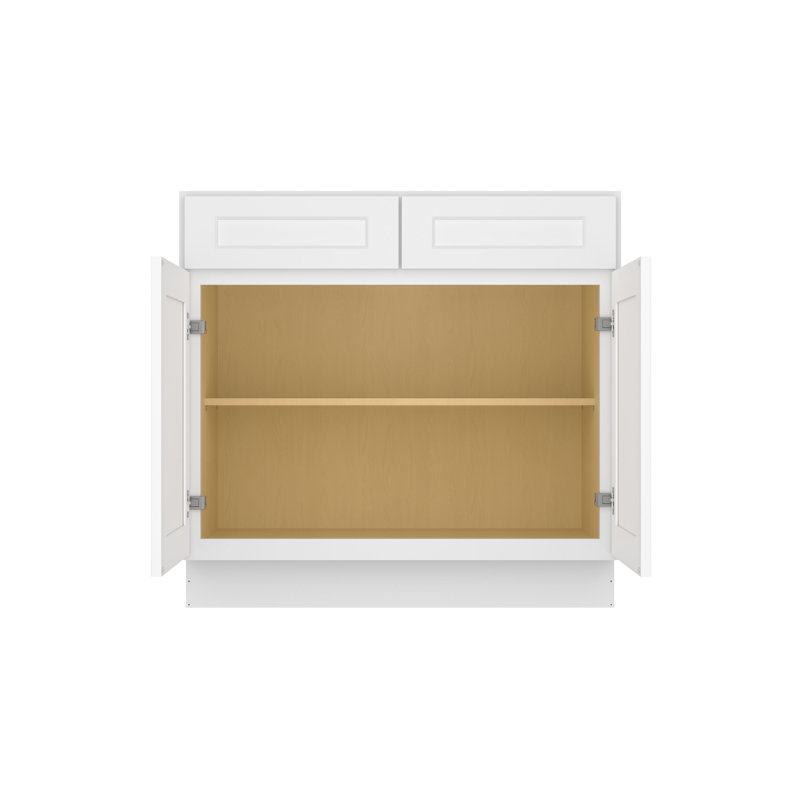 Meuble bas de cuisine à tiroirs avec 2 portes, à monter soi-même, 61 cm de profondeur x 91 cm de largeur x 88 cm de hauteur, blanc