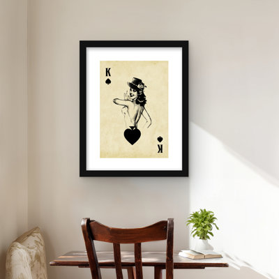 King of Spades - Reproduction matte encadrée rétro pour la décoration intérieure