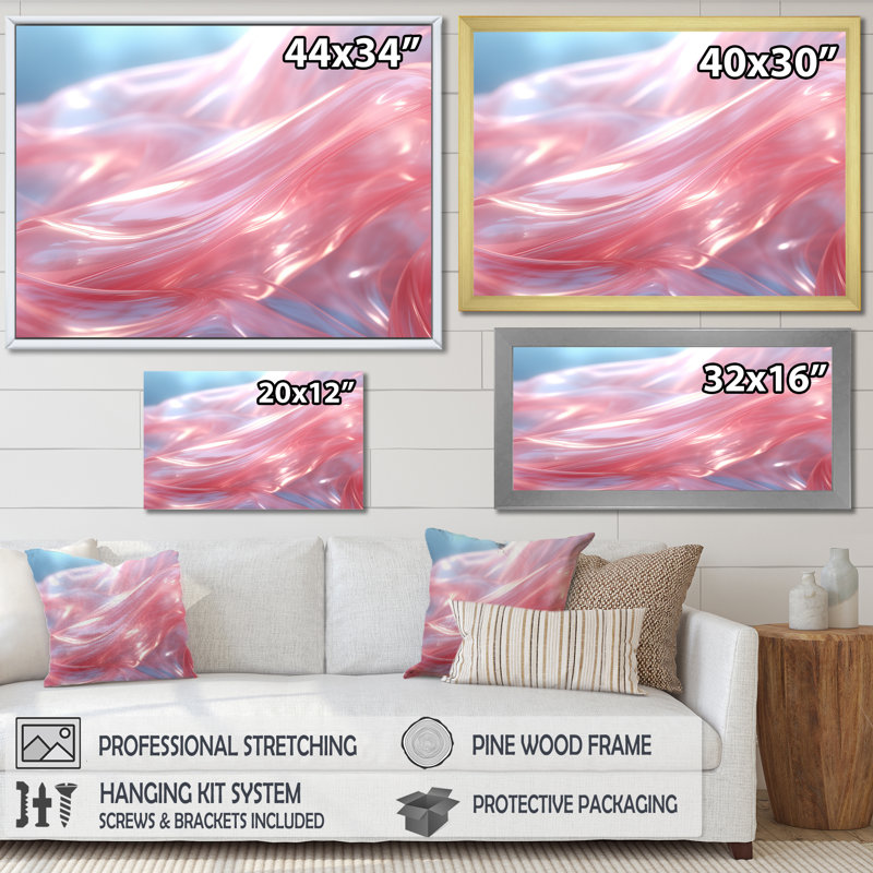 Rose Valse tourbillon II - art mural géométrique, Cadre flottant noir, H 24 po x l 32 po x P 1 po