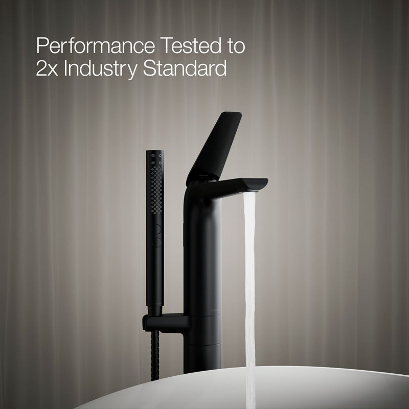 Avid Single Handle Deck Mounted Floor Mount, Matte Black