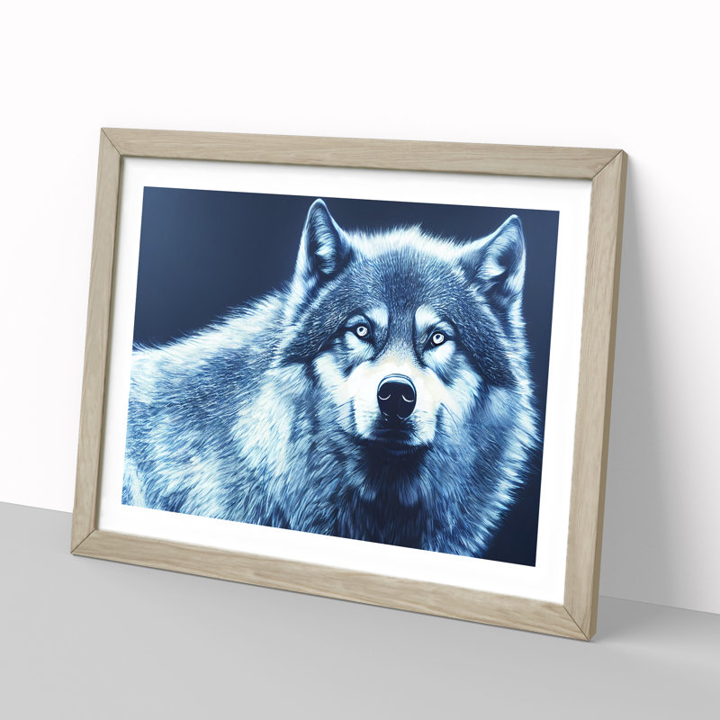 XH1022-10277X Wolf Portrait Vol.7 - Single Picture Frame Print, 25cm H x 34cm W, Oak