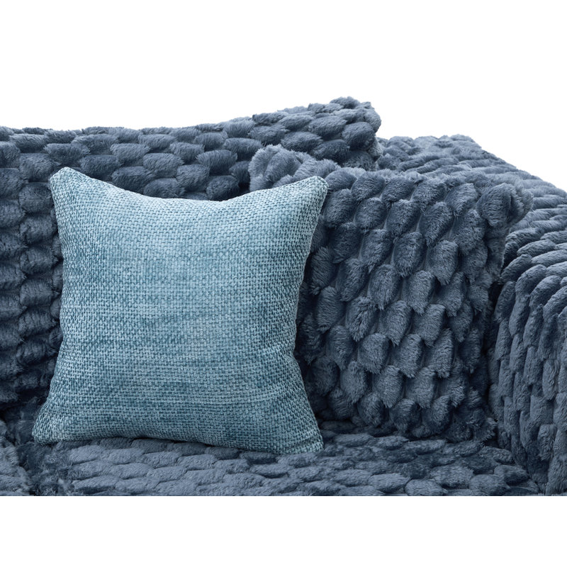 Canapé modulaire en forme de U de 135 po avec repose-pieds, sans assemblage requis, Polyester bleu