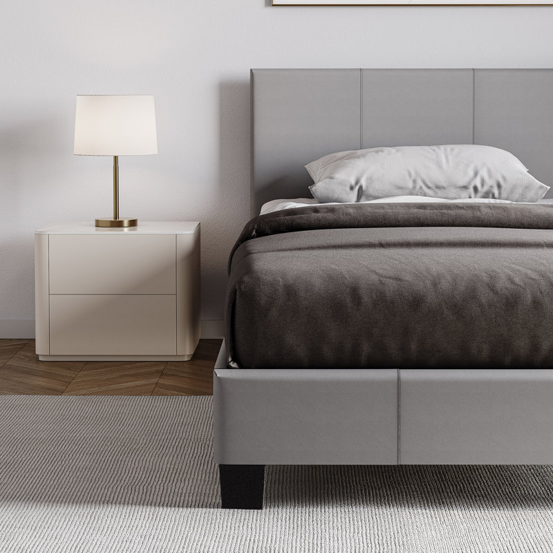 Scipio Upholstered Faux Leather Bed, UKFR Certified, Single (3'), Grey