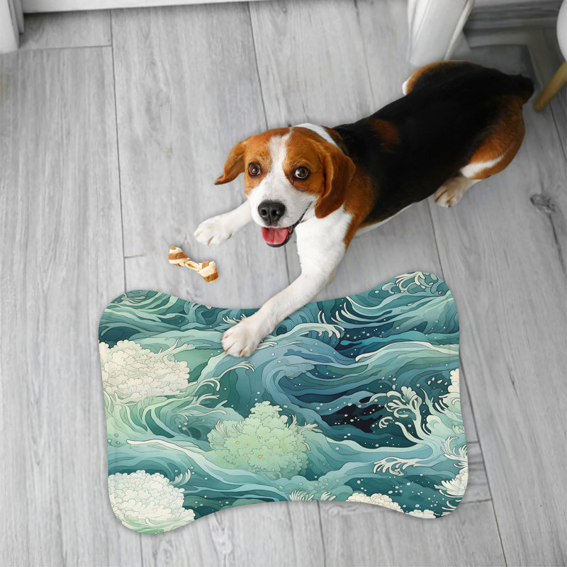 Classic Waves - 1 Piece Bone Shape Feeding Mat