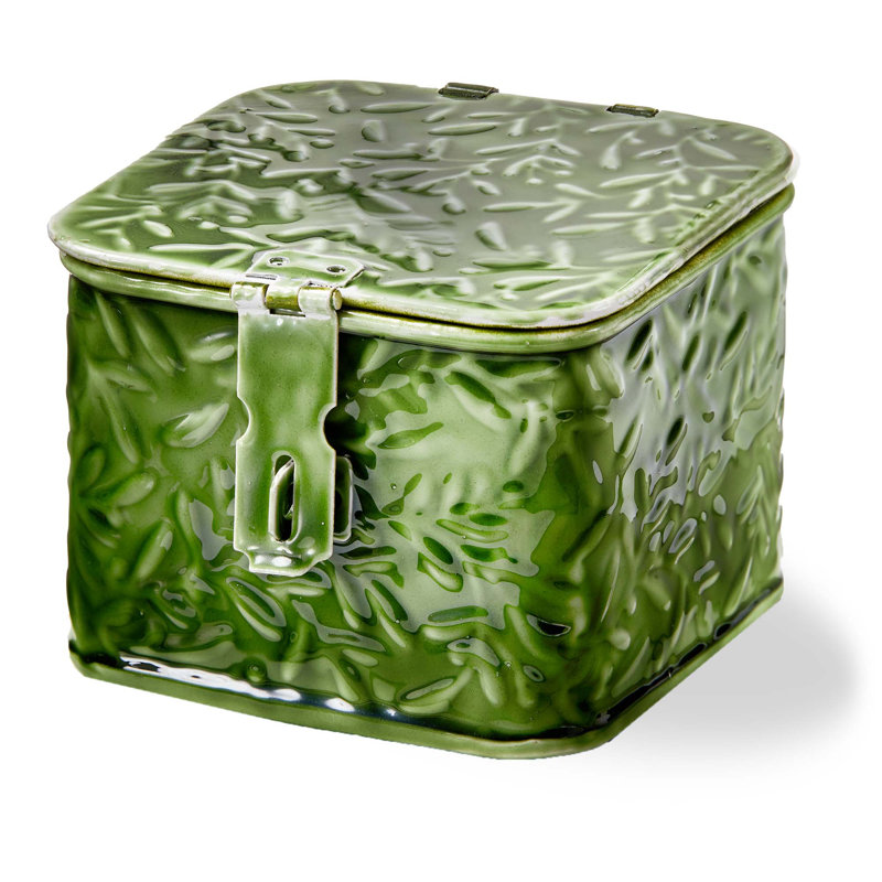 Botanical Trinket Box Green Enamel Everyday